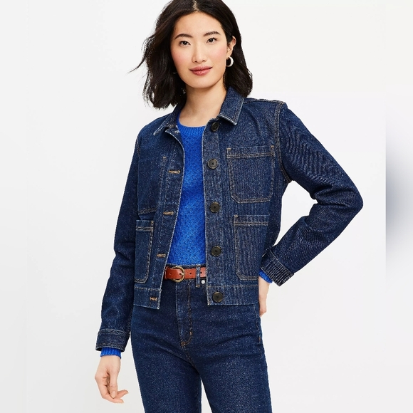 Loft Denim Chore Jacket in Dark Rinse - Picture 1 of 5